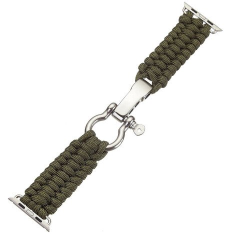 Curea iUni compatibila cu Apple Watch 1/2/3/4/5/6/7, 38mm, Elastic Paracord, Rugged Nylon Rope, Gree